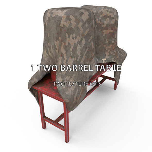 1 Two Barrel Table for Unreal Engine 55 3D Model .c4d .max .obj .3ds .fbx .stl .blend