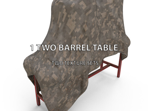 1 Two Barrel Table for Unreal Engine 55 3D Model