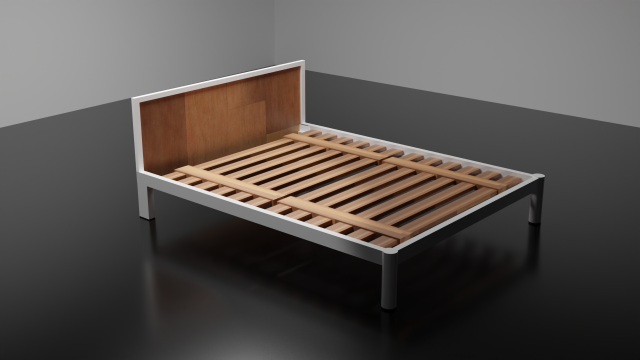 metal wood bed - furniture model 3D Модель .c4d .max .obj .3ds .fbx .stl .blend 