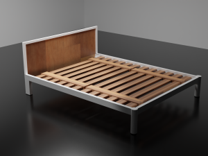 metal wood bed - furniture model 3D मॉडल