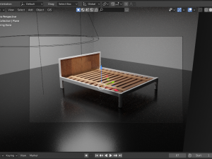 metal wood bed - furniture model 3D Модель