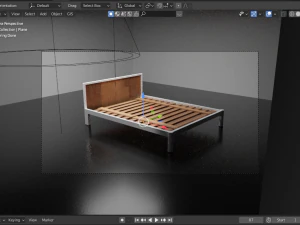 metal wood bed - furniture model 3D Model