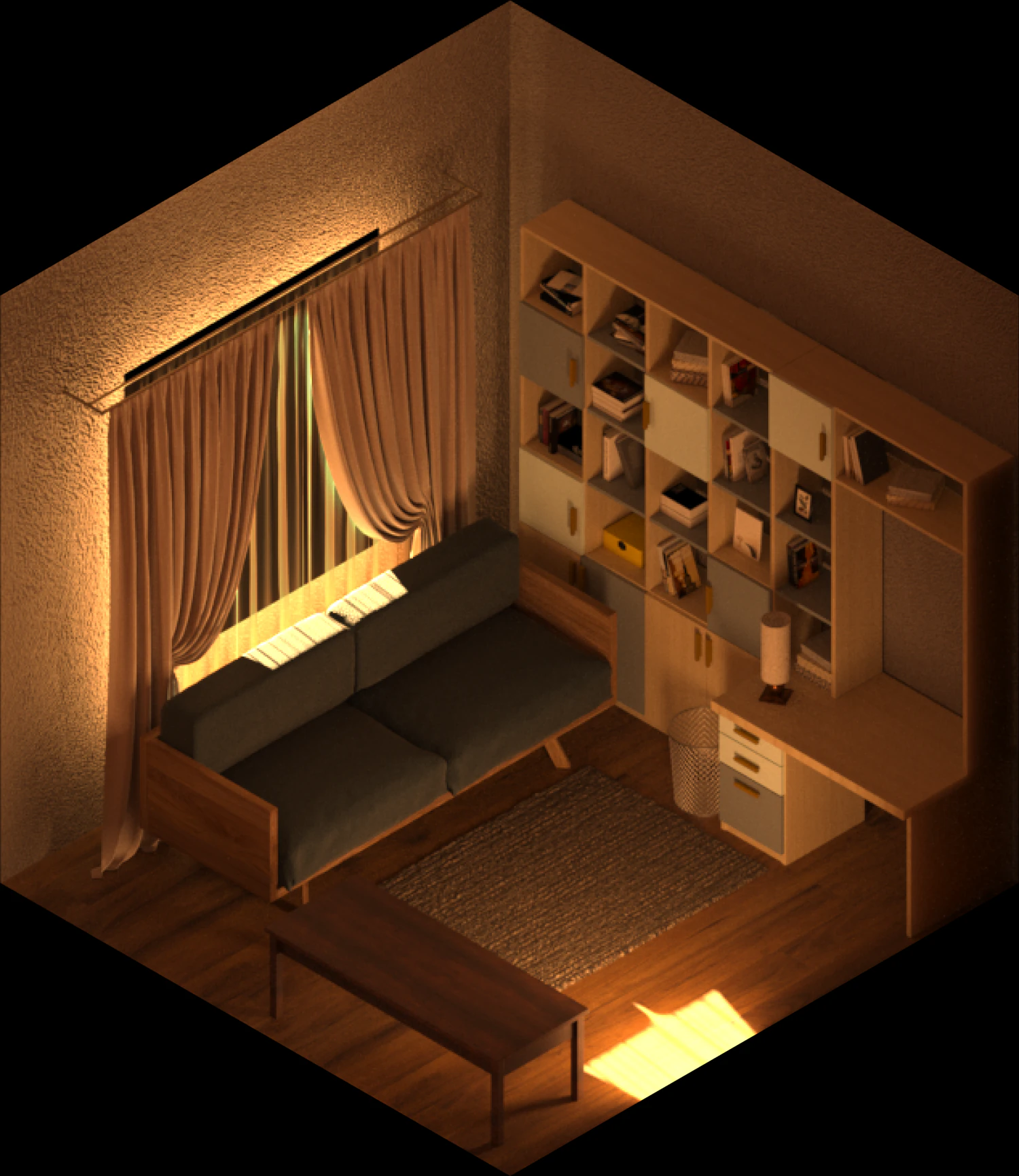 isometric representation of the interior of a room 3D Model .c4d .max .obj .3ds .fbx .stl .blend 