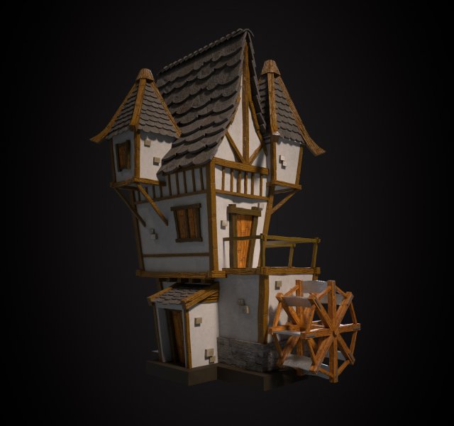 lowpoly medieval house Model 3D .c4d .max .obj .3ds .fbx .stl .blend 