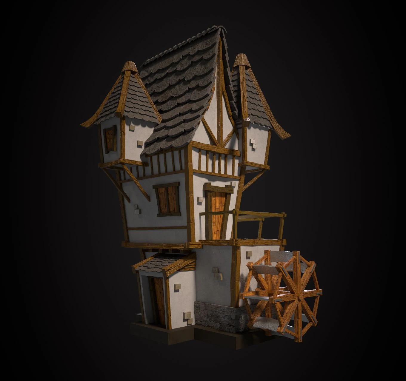 lowpoly medieval house 3D Model .c4d .max .obj .3ds .fbx .stl .blend 