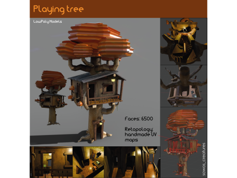 Playing tree scenery Low-poly 3D Модель