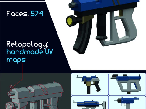 Broń maszynowa Lowpoly Model 3D