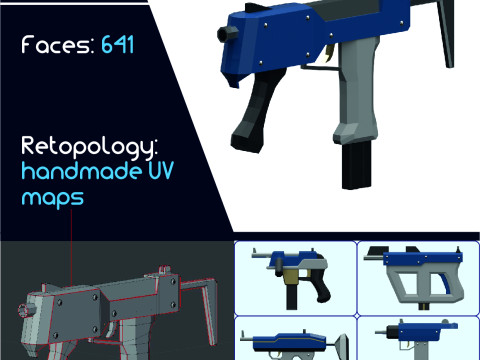 Lowpoly submachine weapon 3D Model