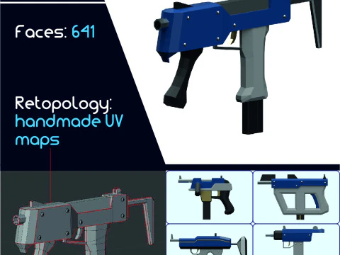 Lowpoly submachine weapon 3D Model