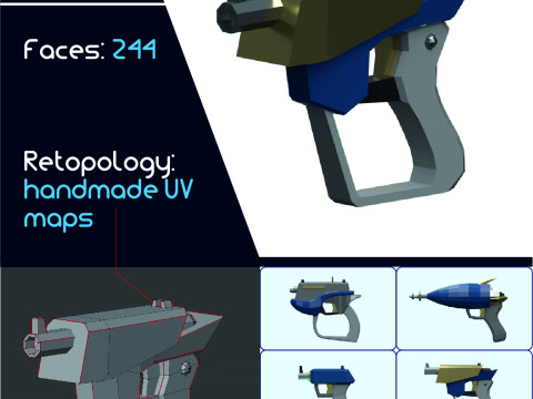 Lowpoly submachine weapon 3D Model