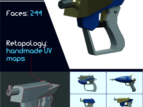 Lowpoly submachine weapon 3D Model