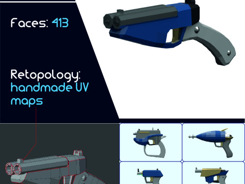 Lowpoly submachine weapon 3D Model