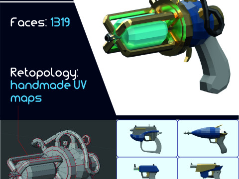 Lowpoly submachine weapon 3D Model