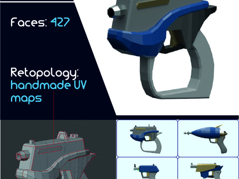 Lowpoly submachine weapon 3D Model