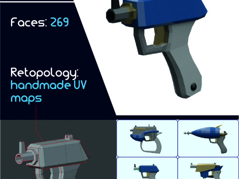 Lowpoly submachine weapon 3D Model