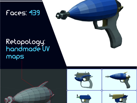 Lowpoly submachine weapon 3D Model