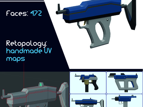 Lowpoly submachine weapon 3D Model