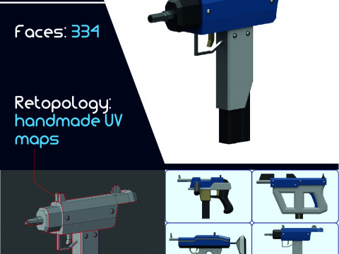 Lowpoly submachine weapon 3D Model