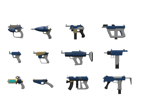 Lowpoly submachine weapon 3D Model