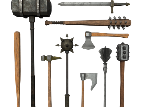 Lowpoly medieval melee weapons Modelo 3D
