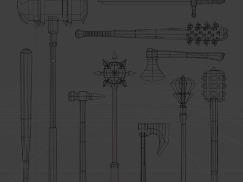 Lowpoly medieval melee weapons Modelo 3D