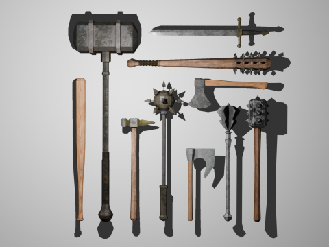 Lowpoly medieval melee weapons Modelo 3D