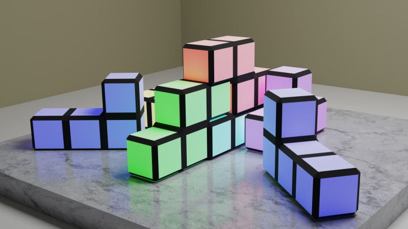Tetris lamp 3D Model .c4d .max .obj .3ds .fbx .stl .blend 