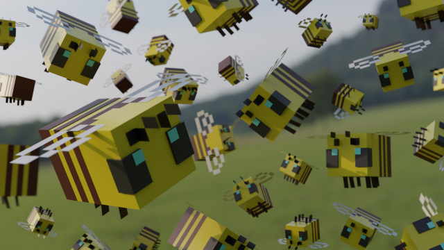 Minecraft-Bee Model 3D .c4d .max .obj .3ds .fbx .stl .blend 