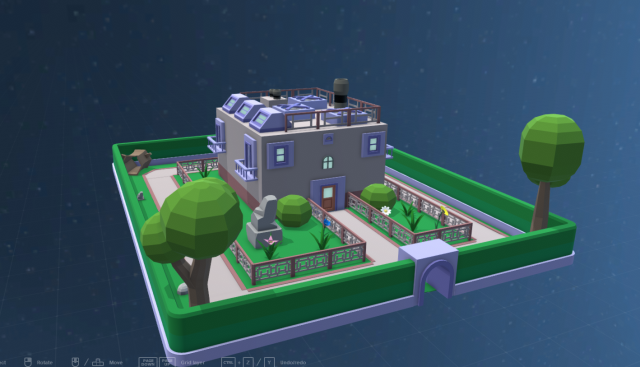 house with territory in the style of low poly 3D Model .c4d .max .obj .3ds .fbx .stl .blend 