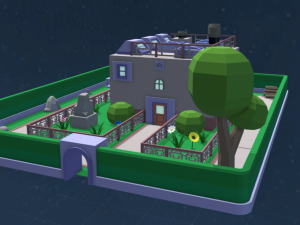 house with territory in the style of low poly 3D Model