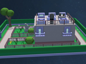 house with territory in the style of low poly 3D Model