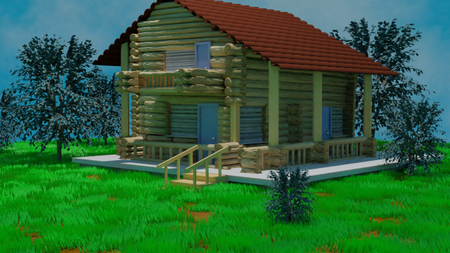 wooden house 3D Model .c4d .max .obj .3ds .fbx .stl .blend 
