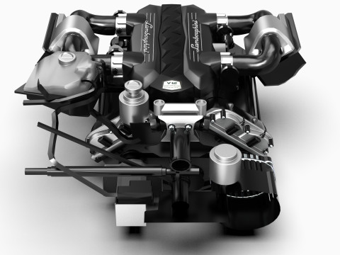 V12 Supercar Engine 3D Model