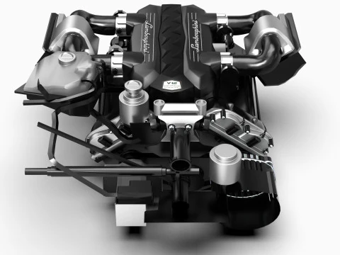 V12 Supercar Engine 3D Model