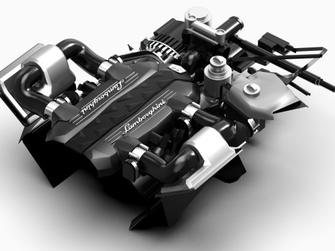 V12 Supercar Engine 3D Model