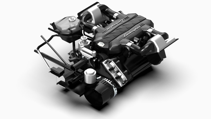 V12 Supercar Engine 3D Model .c4d .max .obj .3ds .fbx .stl .blend 
