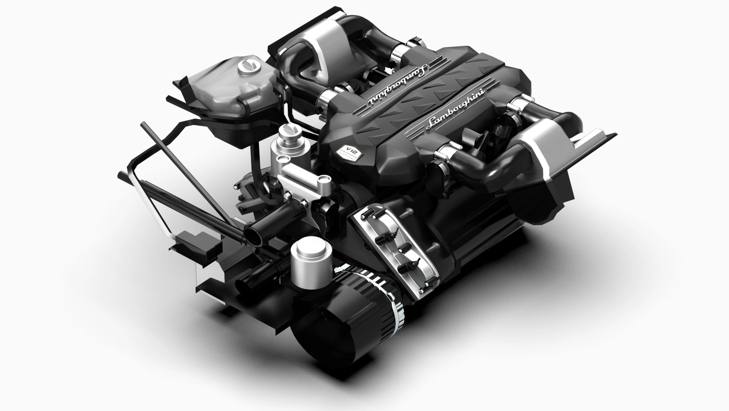 V12 Supercar Engine 3D Model .c4d .max .obj .3ds .fbx .stl .blend 