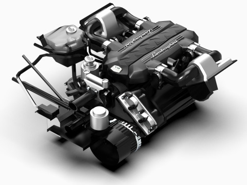 V12 Supercar Engine Modello 3D