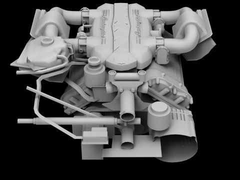 V12 Supercar Engine 3D Model