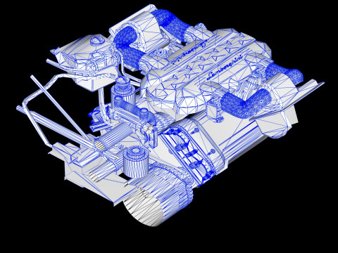 V12 Supercar Engine 3D Model