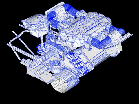 V12 Supercar Engine 3D Model
