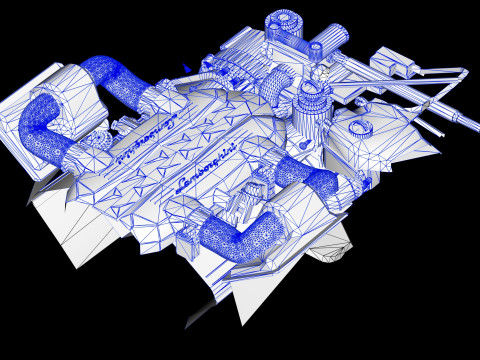 V12 Supercar Engine 3D Model