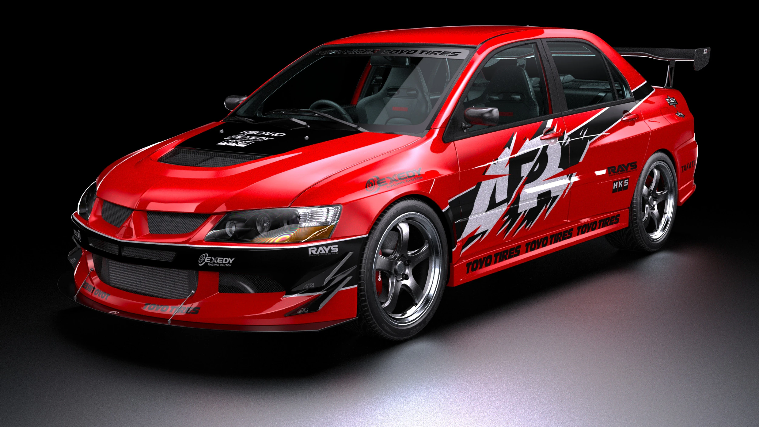 Tokyo Drift Mitsubishi Lancer Evo IX 2006 3D Model .c4d .max .obj .3ds .fbx .stl .blend 