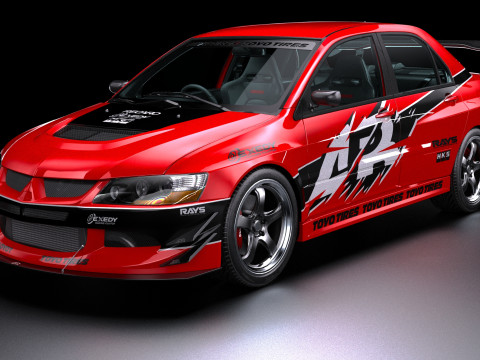 Tokio Drift Mitsubishi Lancer Evo IX 2006 3D Modell