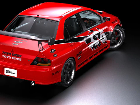 Tokyo Drift Mitsubishi Lancer Evo IX 2006 3D Model