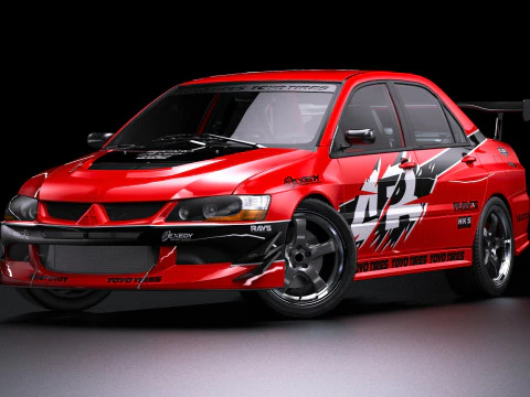 Tokyo Drift Mitsubishi Lancer Evo IX 2006 3D Model