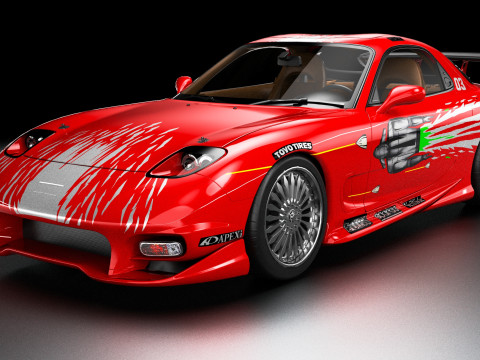 El R&aacute;pido y Furioso 1993 Mazda RX7 FD Modelo 3D