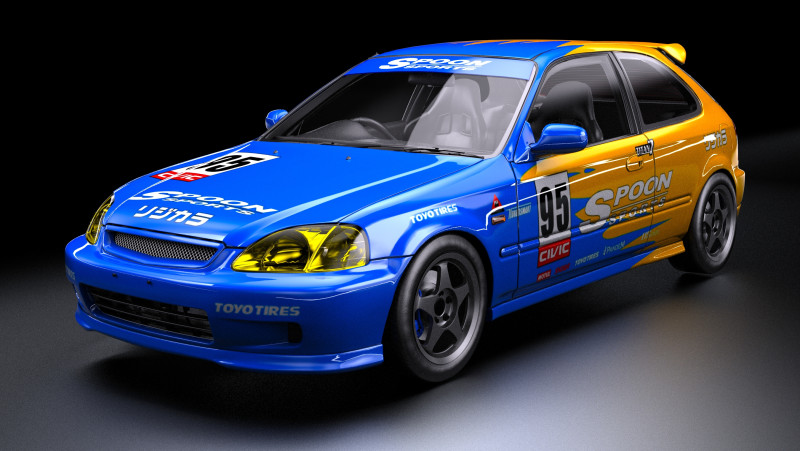 Cucchiaio Sport Honda Civic Type R EK9 Modello 3D .c4d .max .obj .3ds .fbx .stl .blend 