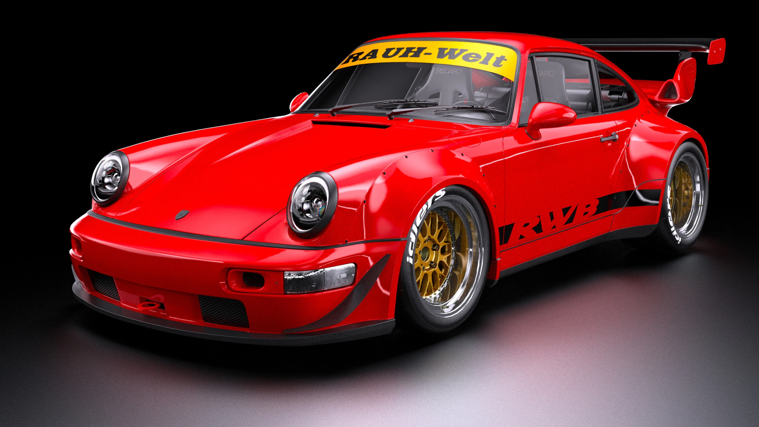 Porsche 911 RWB 964 3D Model .c4d .max .obj .3ds .fbx .stl .blend