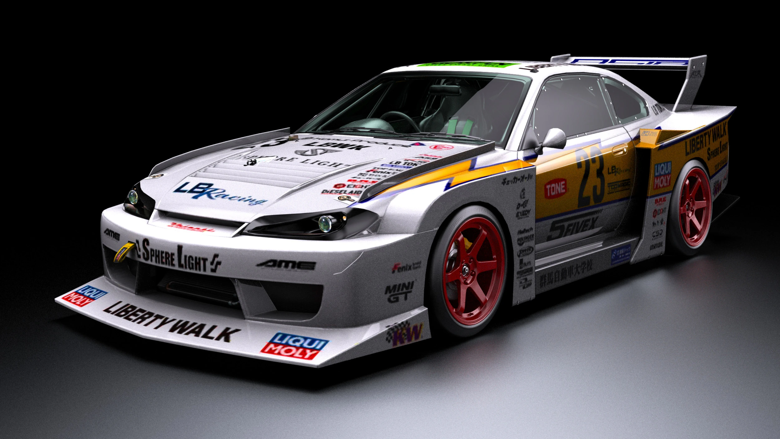 Liberty Walk Super Silhouette Nissan Silvia S15 3D Model .c4d .max .obj .3ds .fbx .stl .blend 